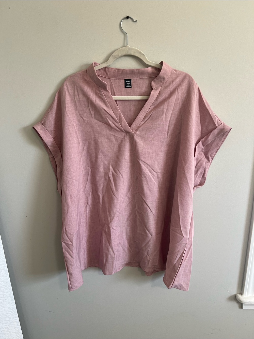 SHEIN Dusty Rose V-Neck Short Sleeve Tunic